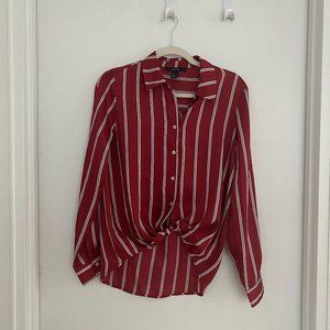 Sateen burgundy striped blouse